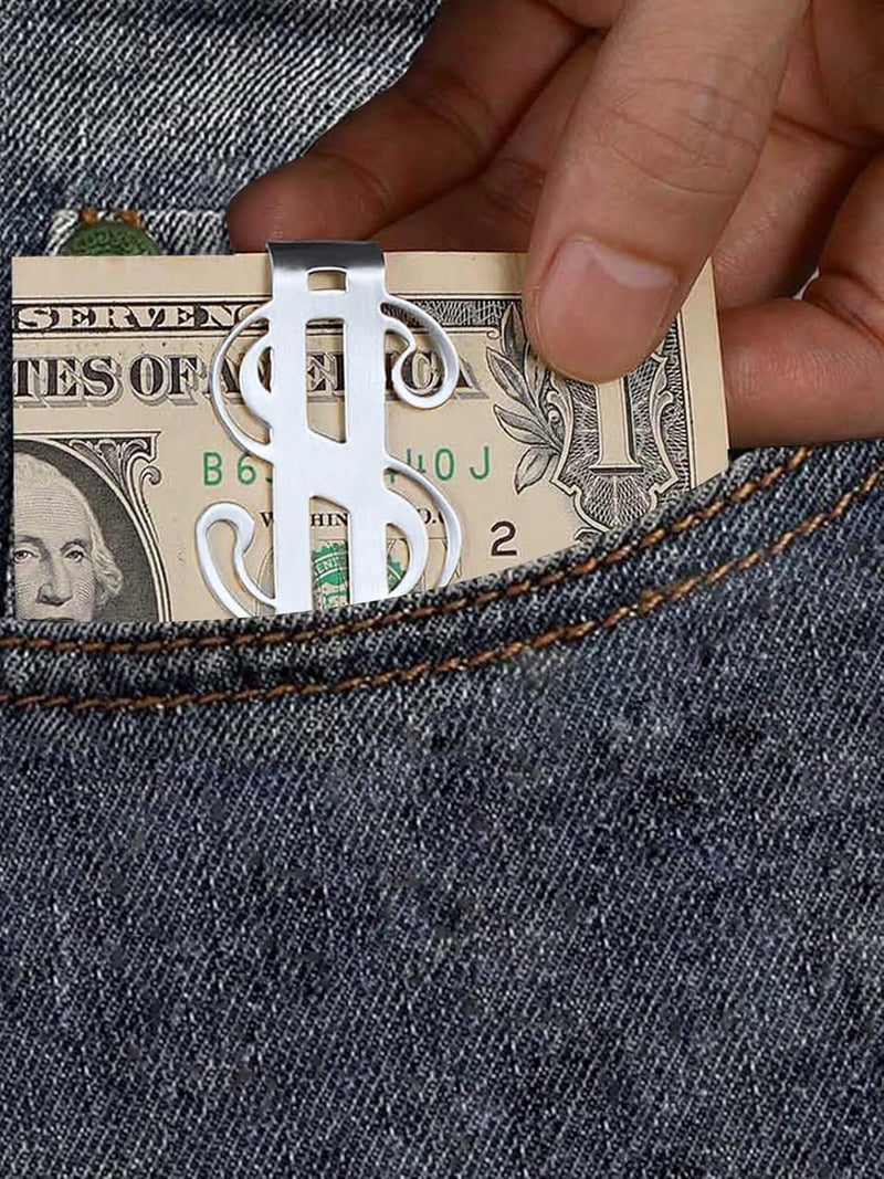 ChainsHouse Stainless Steel Money Clip Slim Wallet Credit Business Card Holder for Men, Wallet Charms Gift for Father Dad Husband - Image 2